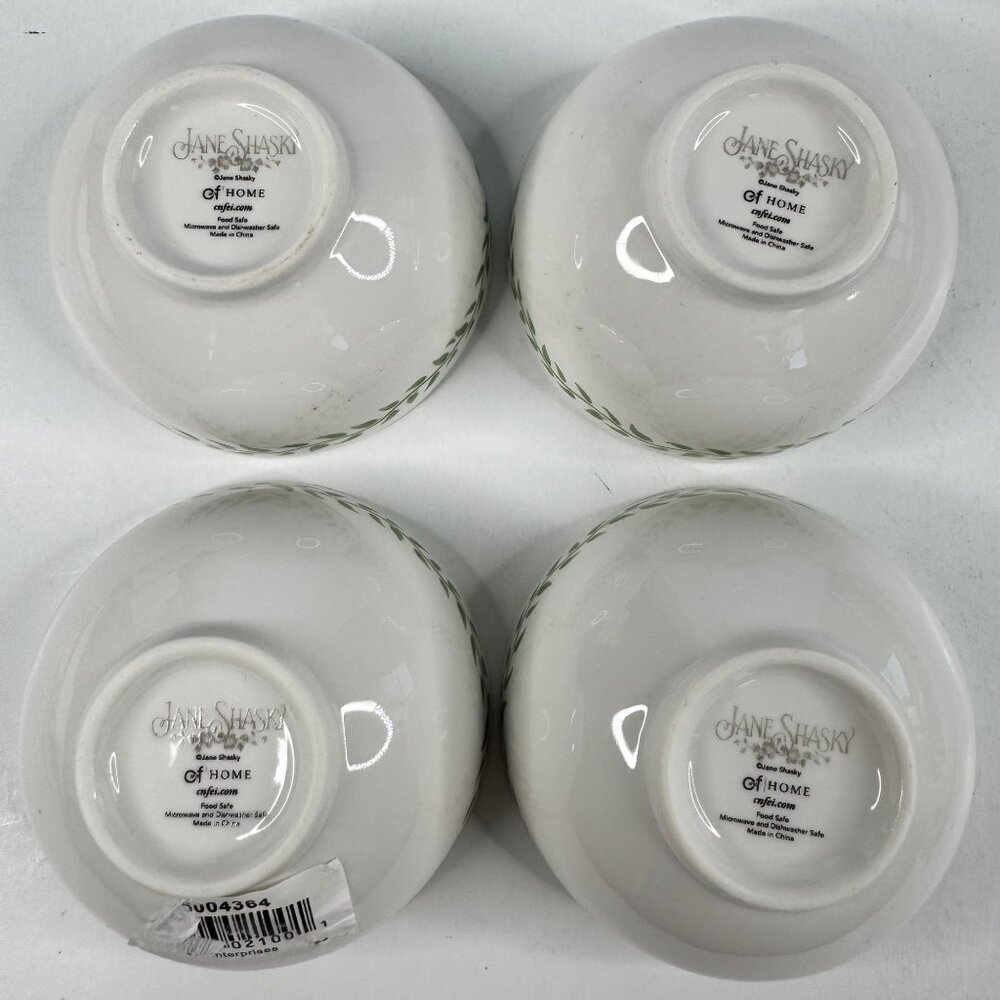 Jane Shasky Small 3 in Ceramic Bowls 4-Pc Set Vegetable Print Microwave Safe - Picture 11 of 16